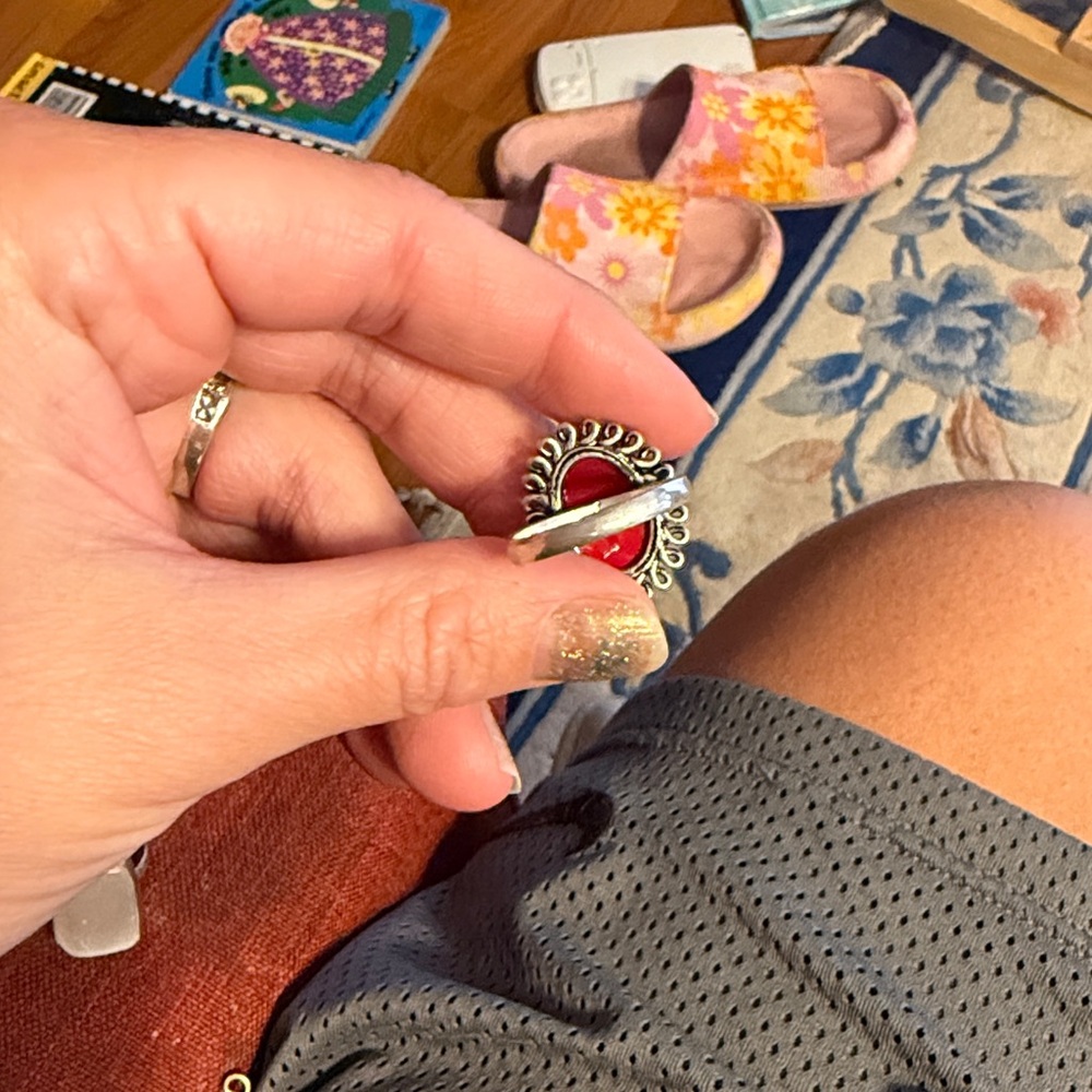 Red Oval Statement Ring - image 3